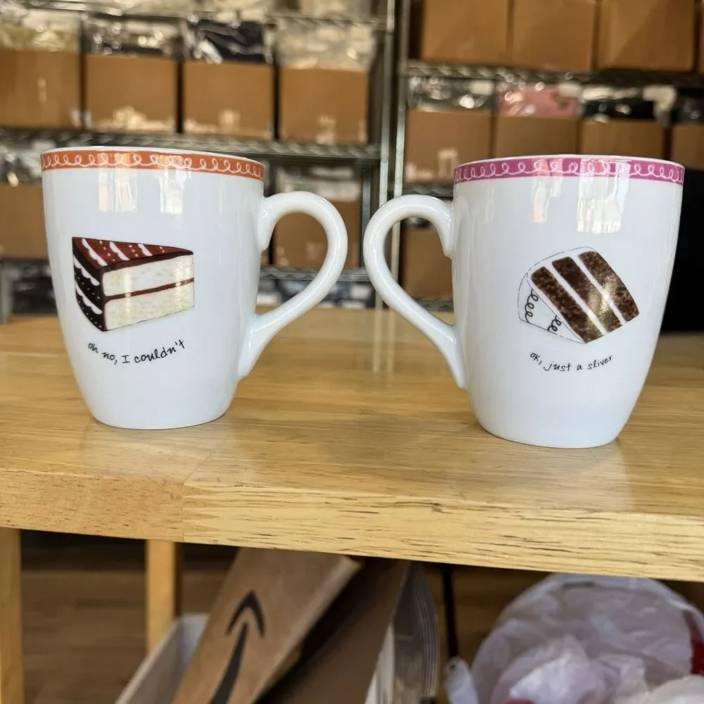 Nancy Green Boston Warehouse Trading Desert Excuses Cake Slices Mug Set Of 2 EUC
